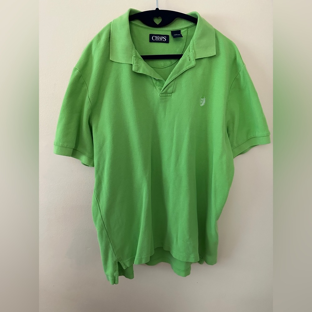 CHAPS Mens Bright Green Short Sleeve 100% Cotton Polo Shirt Size L